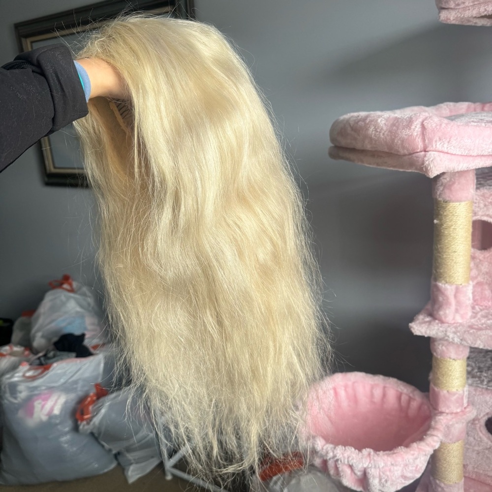 Blonde human hair wig